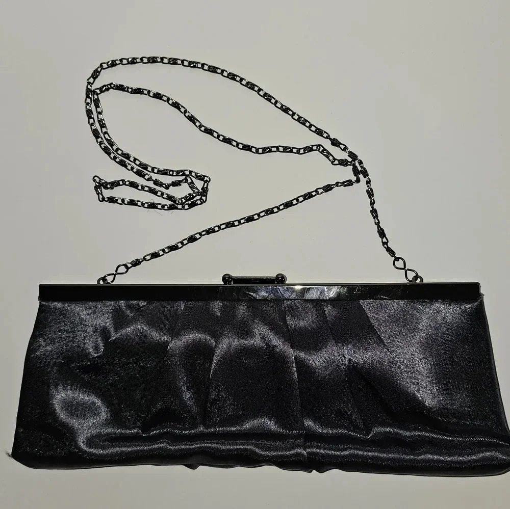 Jessica McClintock Satin Lavender Slate Clutch - Picture 5 of 7